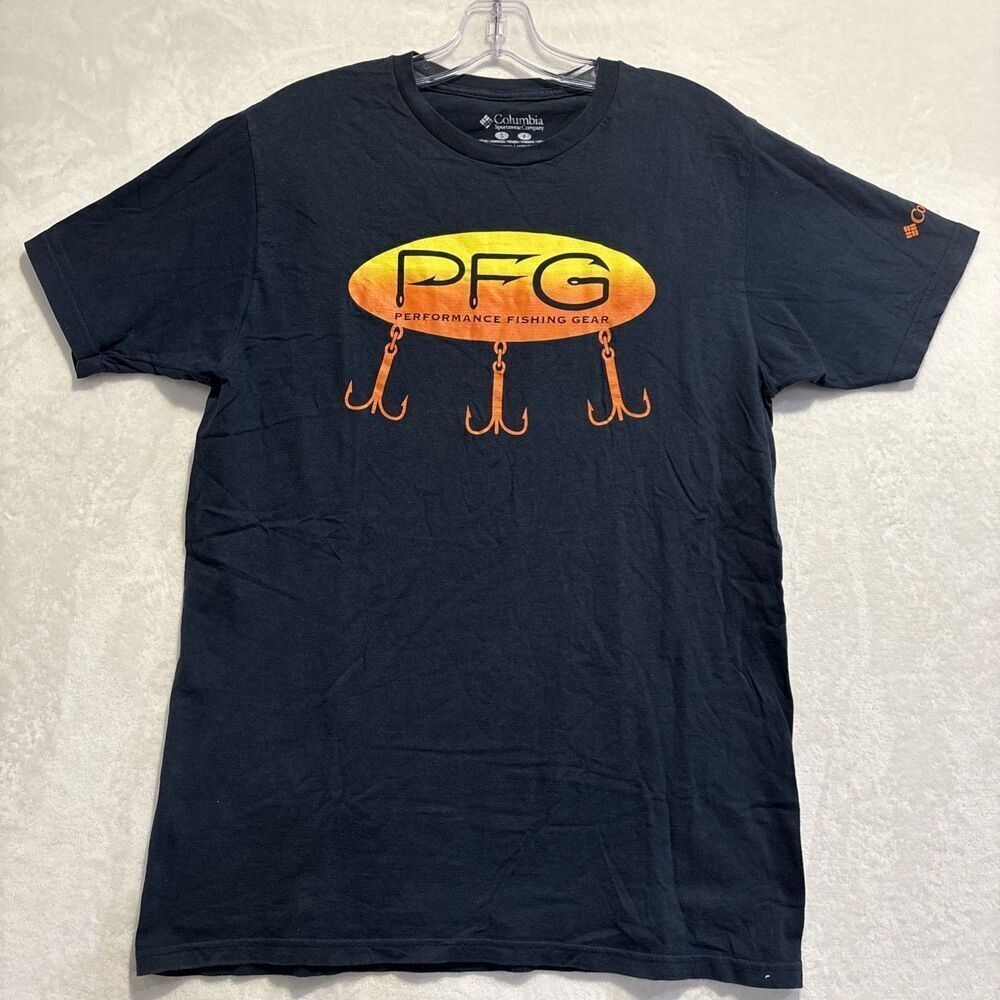 Columbia Performance Fishing Gear PFG Navy Blue T-Shirt Men's Size Small Hook